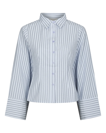Neo Noir - Rosa Striped Crepe Skjorte - Blue